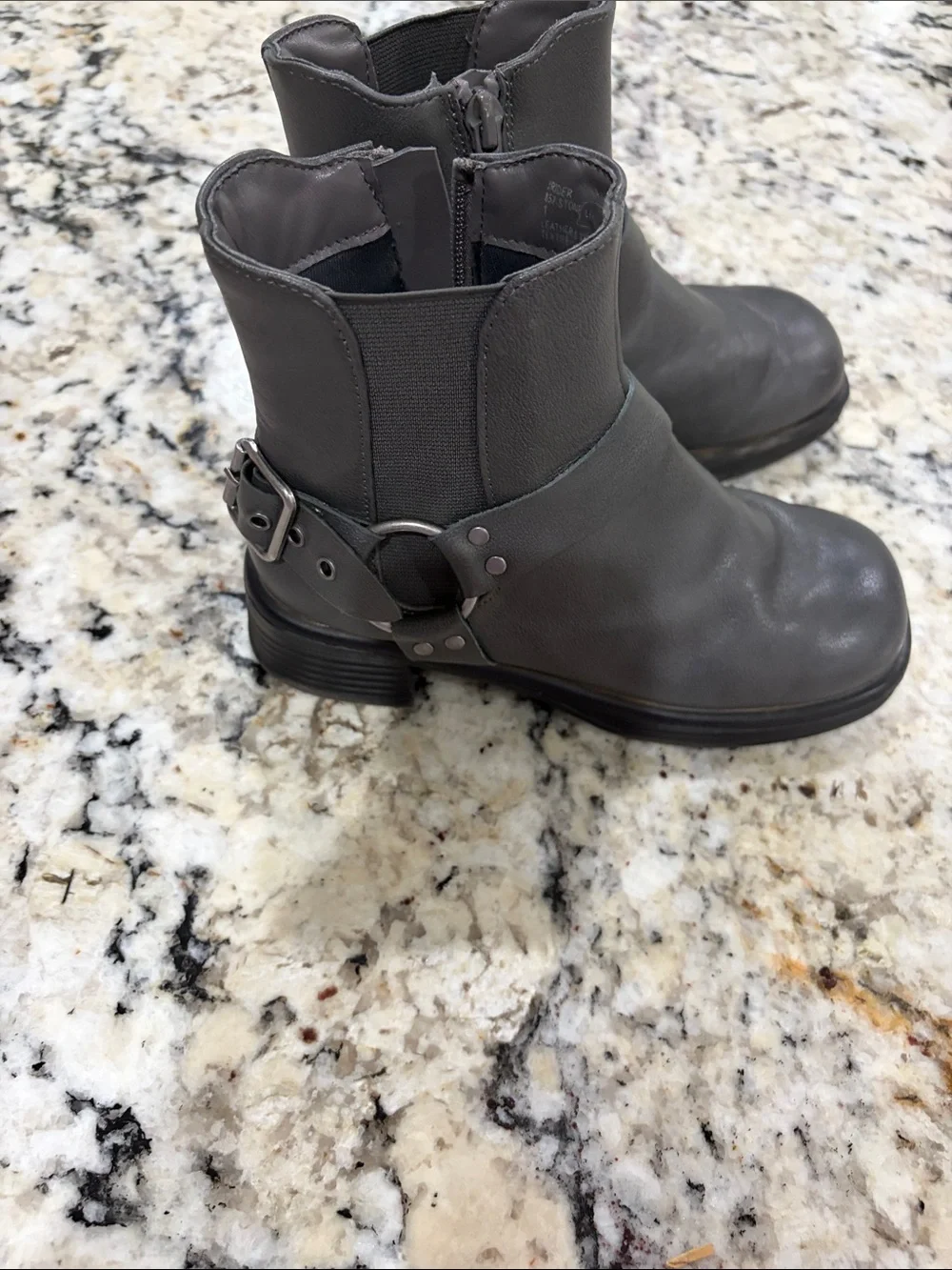 Steve Madden Sz1 Kids Gray Leather Ankle Boots